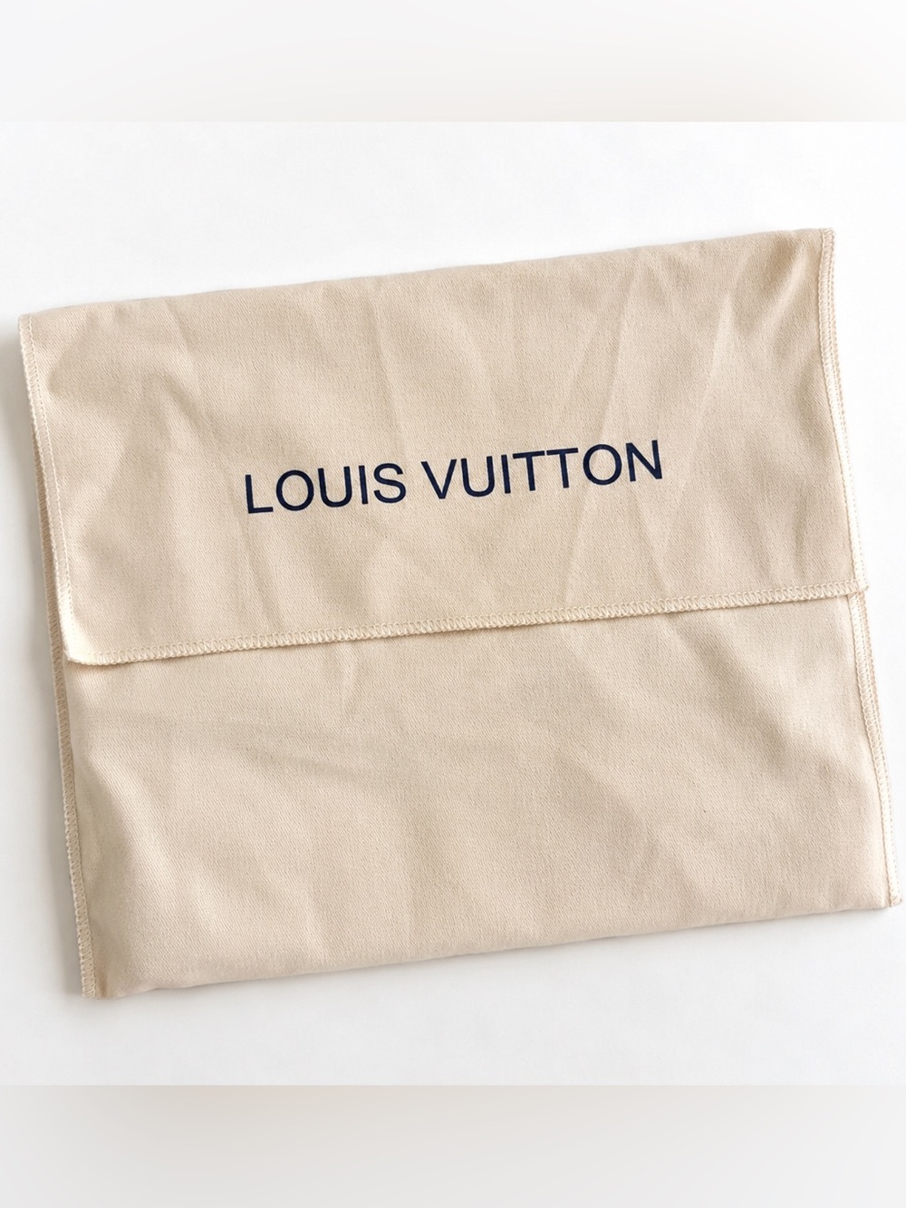 Louis Vuitton Cream Fabric Dust Sack wallet clutch size